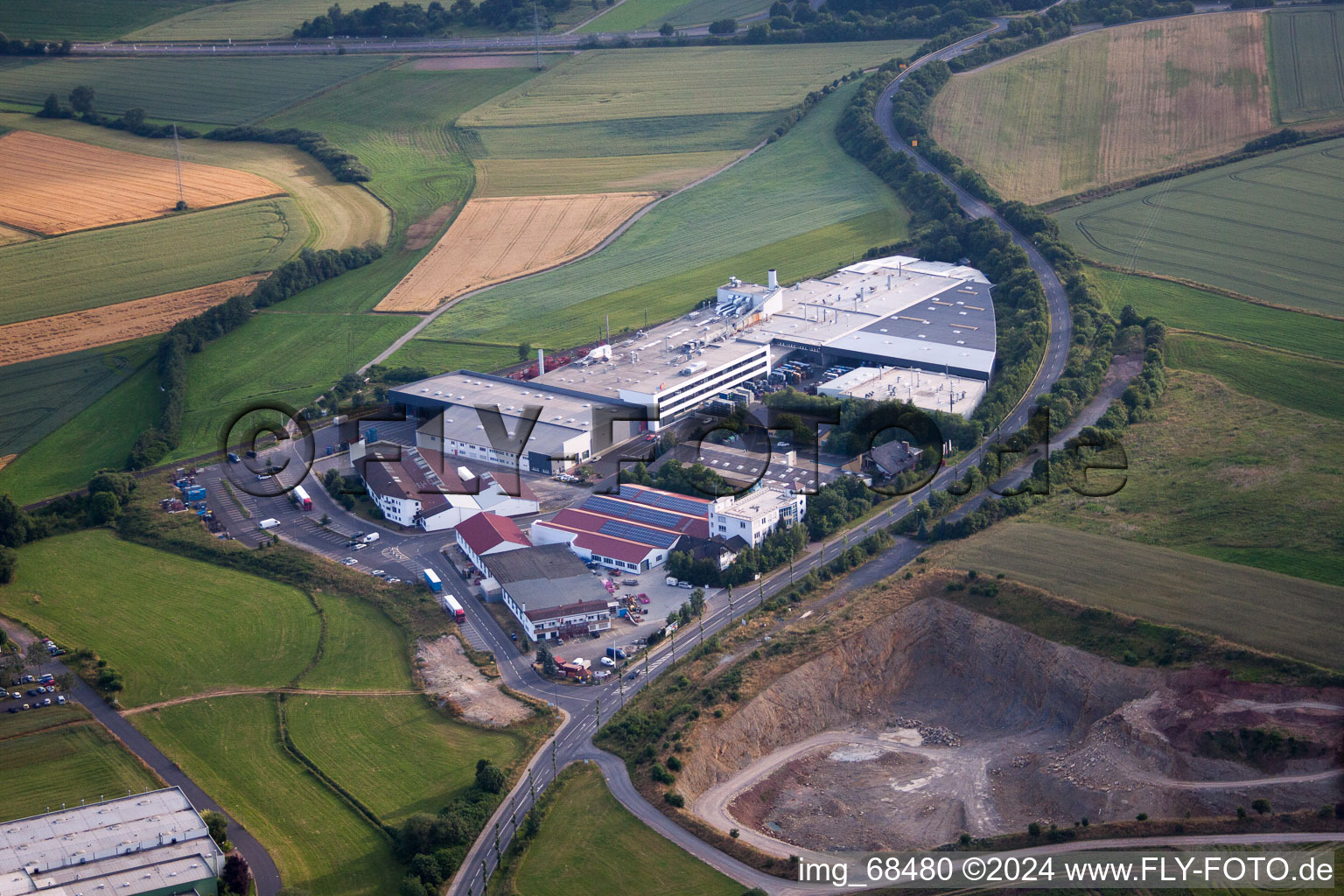 Besges, industrial area in Fulda in the state Hesse, Germany from the plane