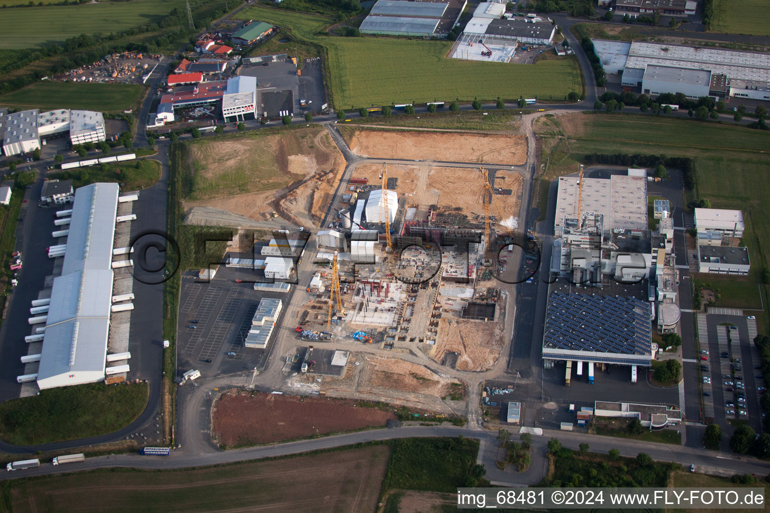 Bird's eye view of Besges, industrial area in Fulda in the state Hesse, Germany