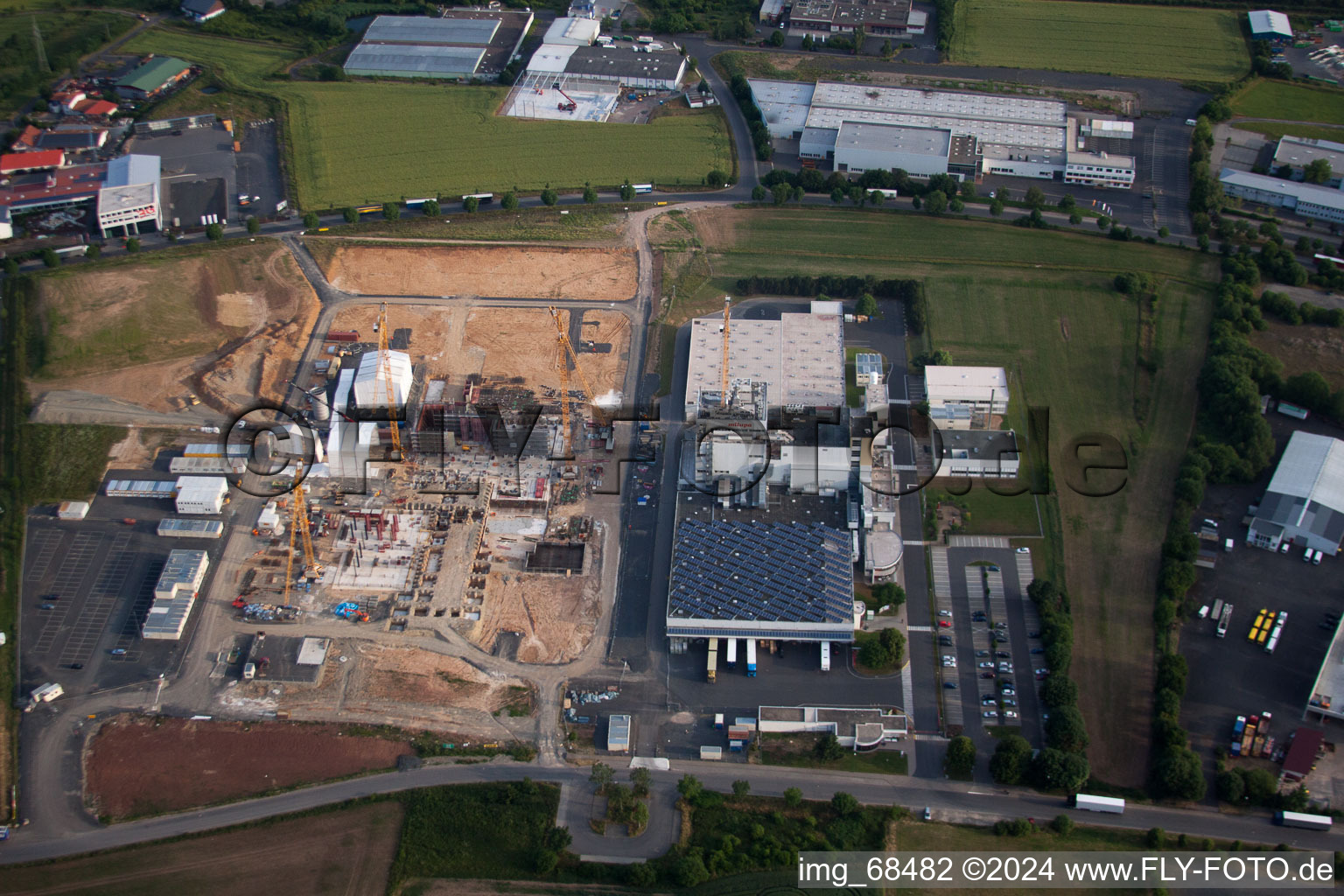 Besges, industrial area in Fulda in the state Hesse, Germany viewn from the air