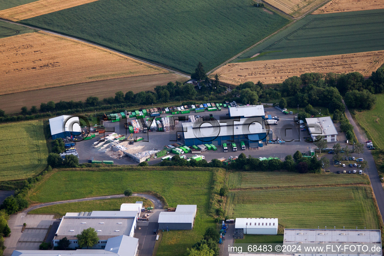 Drone recording of Besges, industrial area in Fulda in the state Hesse, Germany