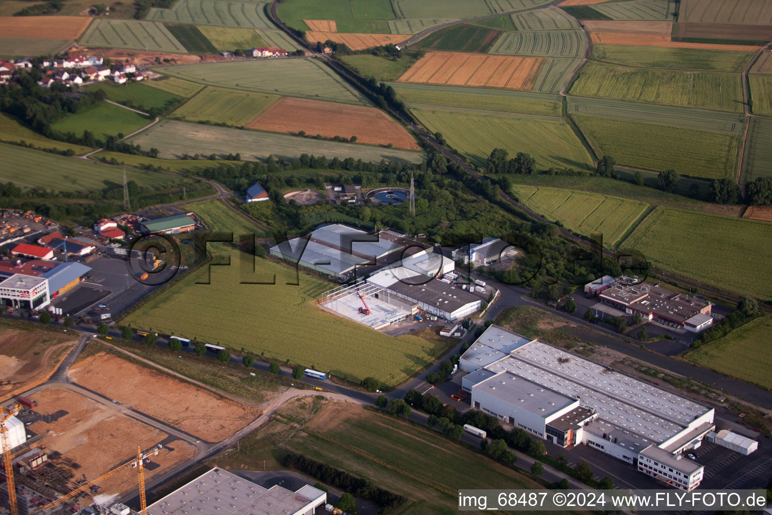 Besges, industrial area in Fulda in the state Hesse, Germany from a drone