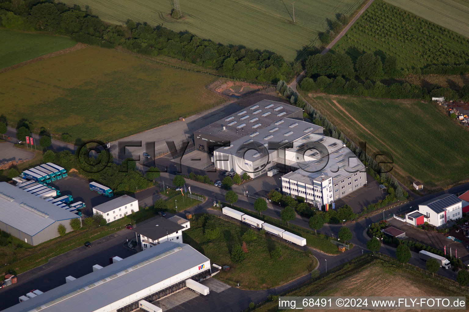 Aerial view of Besges, industrial area in Fulda in the state Hesse, Germany