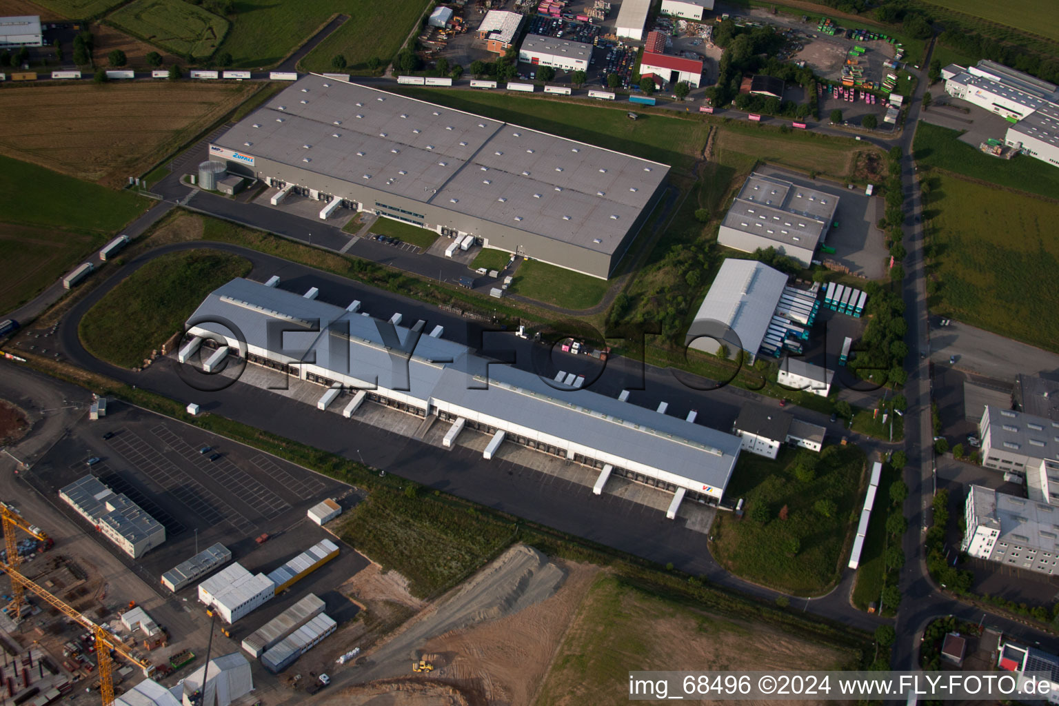 Oblique view of Besges, industrial area in Fulda in the state Hesse, Germany