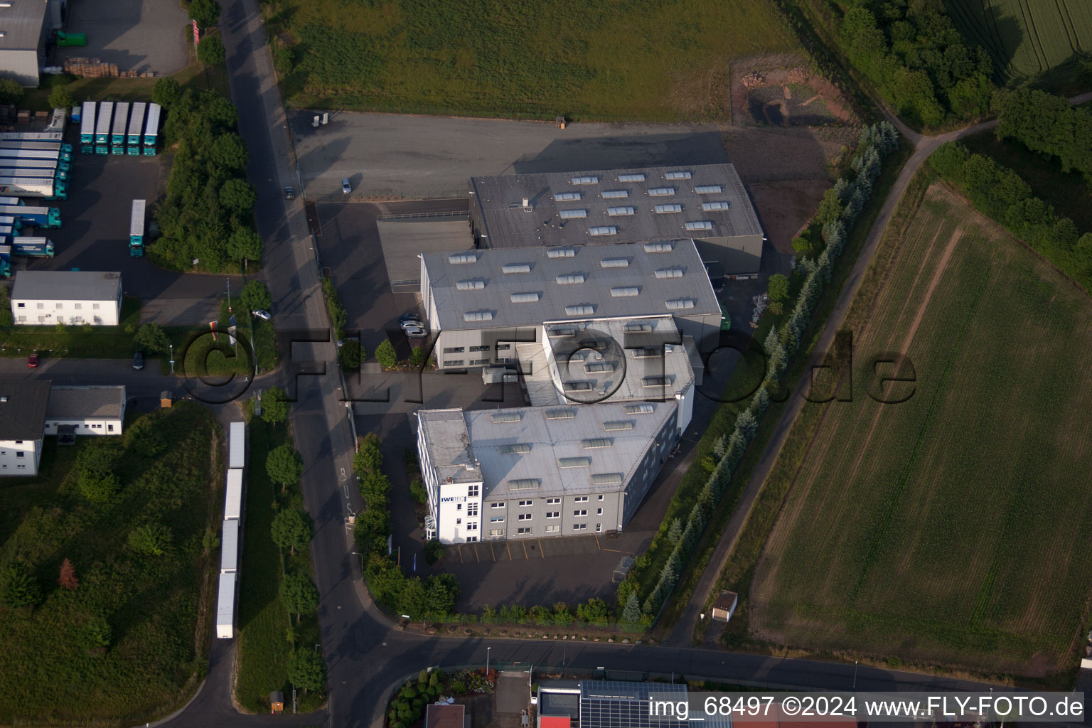 Besges, industrial area in Fulda in the state Hesse, Germany from above