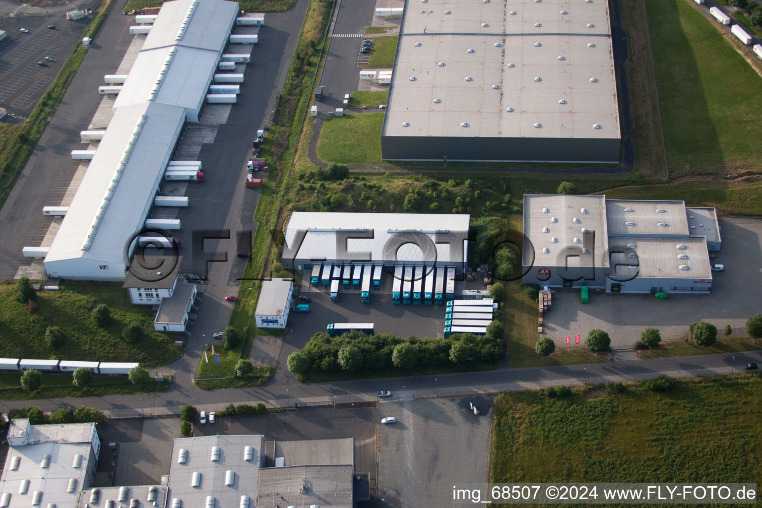 Besges, industrial area in Fulda in the state Hesse, Germany seen from above