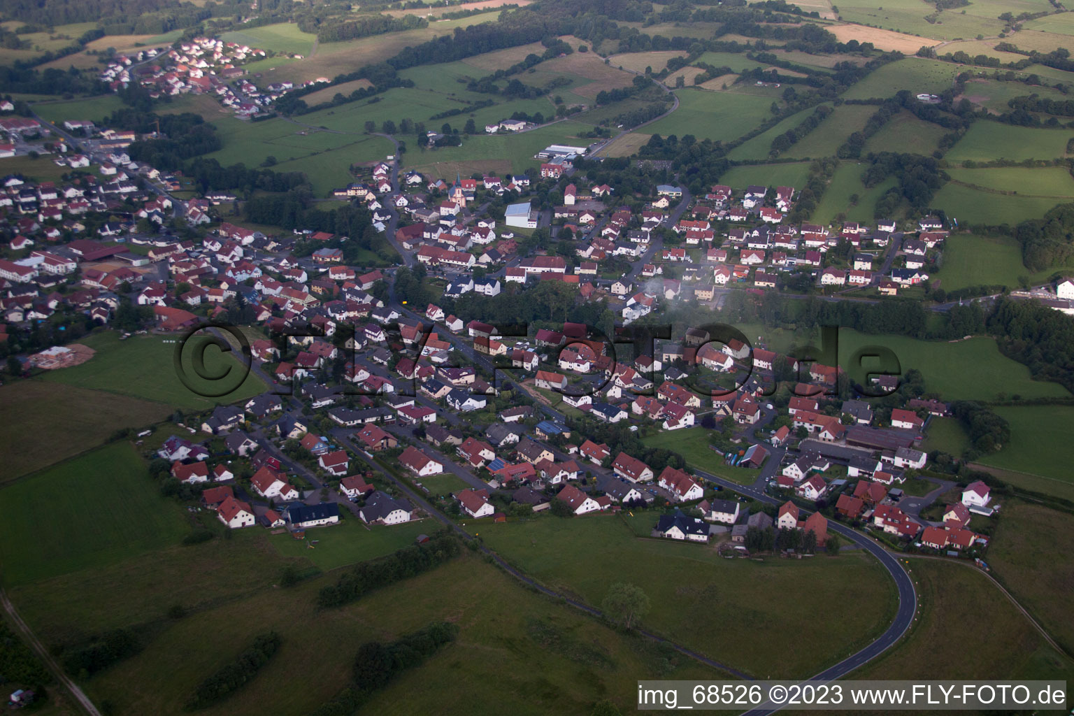 Aerial view of Hosenfeld in the state Hesse, Germany