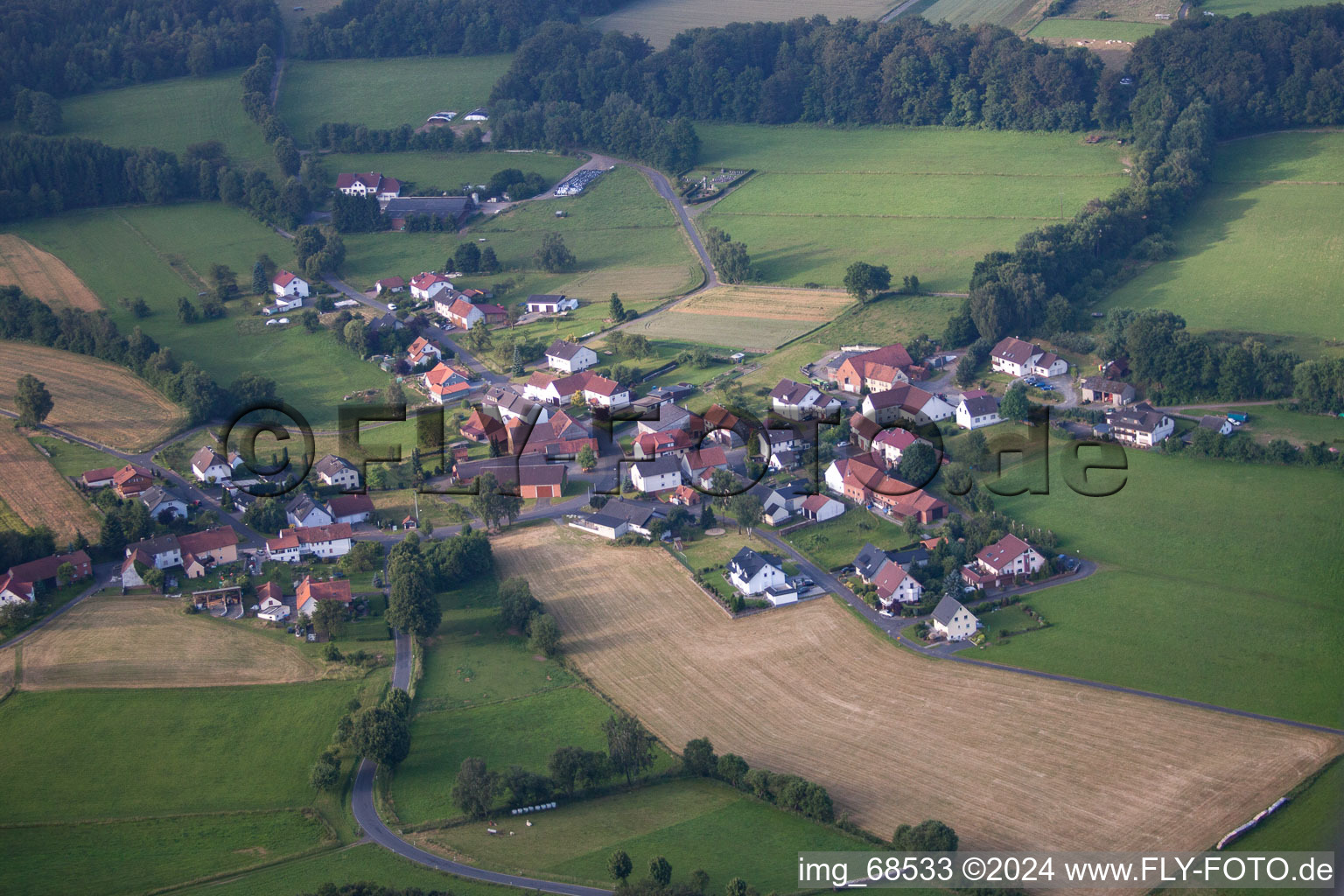 Aerial view of Pfaffenrod in the state Hesse, Germany