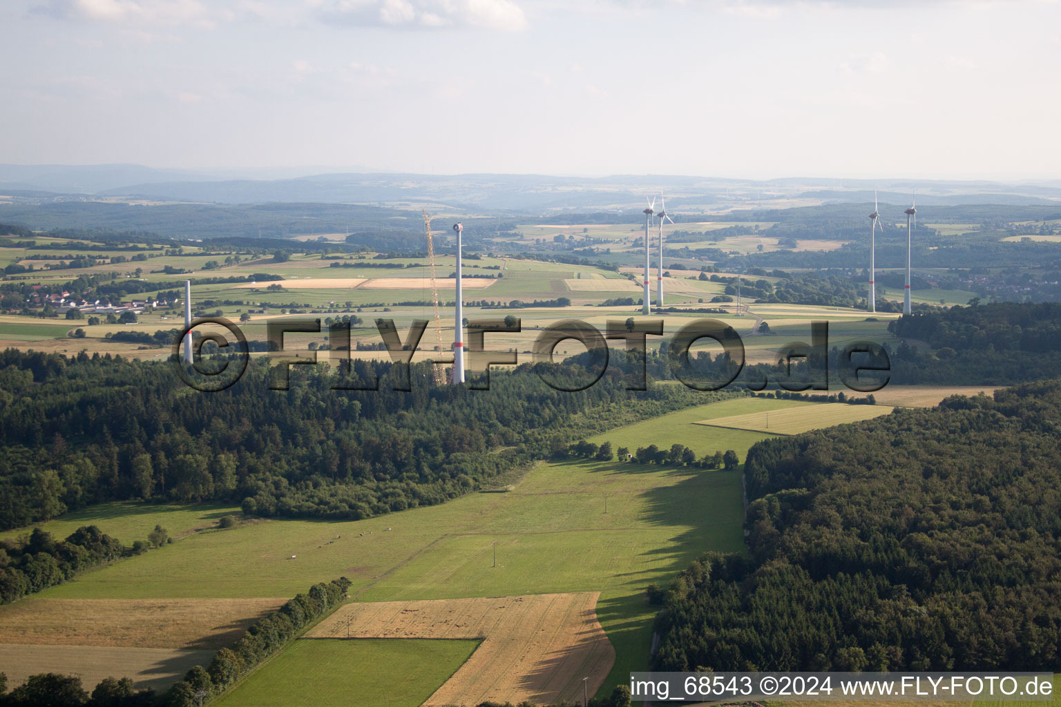 Construction site for wind turbine installation in Freiensteinau in the state Hesse, Germany