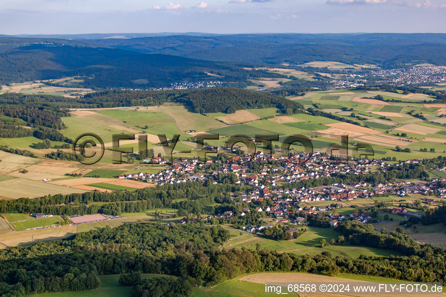 Aerial view of Romsthal in the state Hesse, Germany