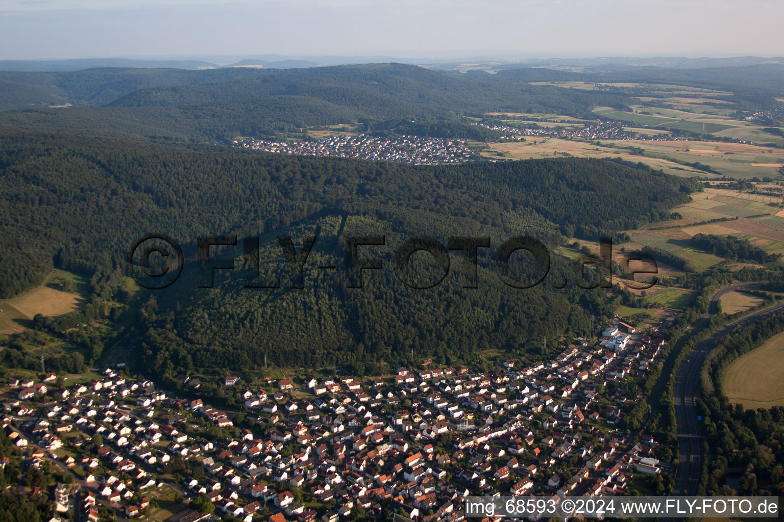 Höchst im Odenwald in the state Hesse, Germany from above