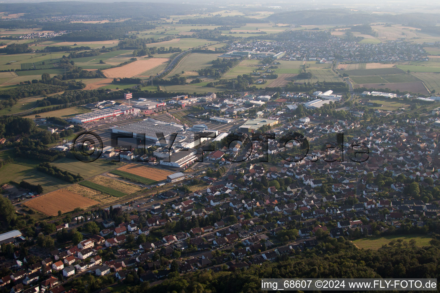 Gelnhausen in the state Hesse, Germany from the plane