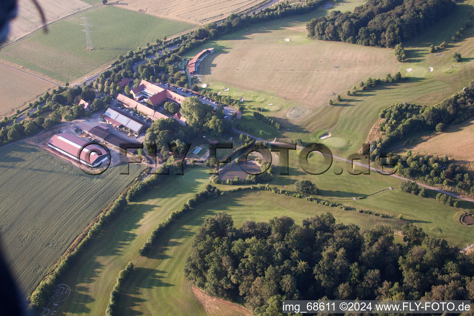 Aerial view of Gut Hühnerhof in the district Hain-Gründau in Gründau in the state Hesse, Germany