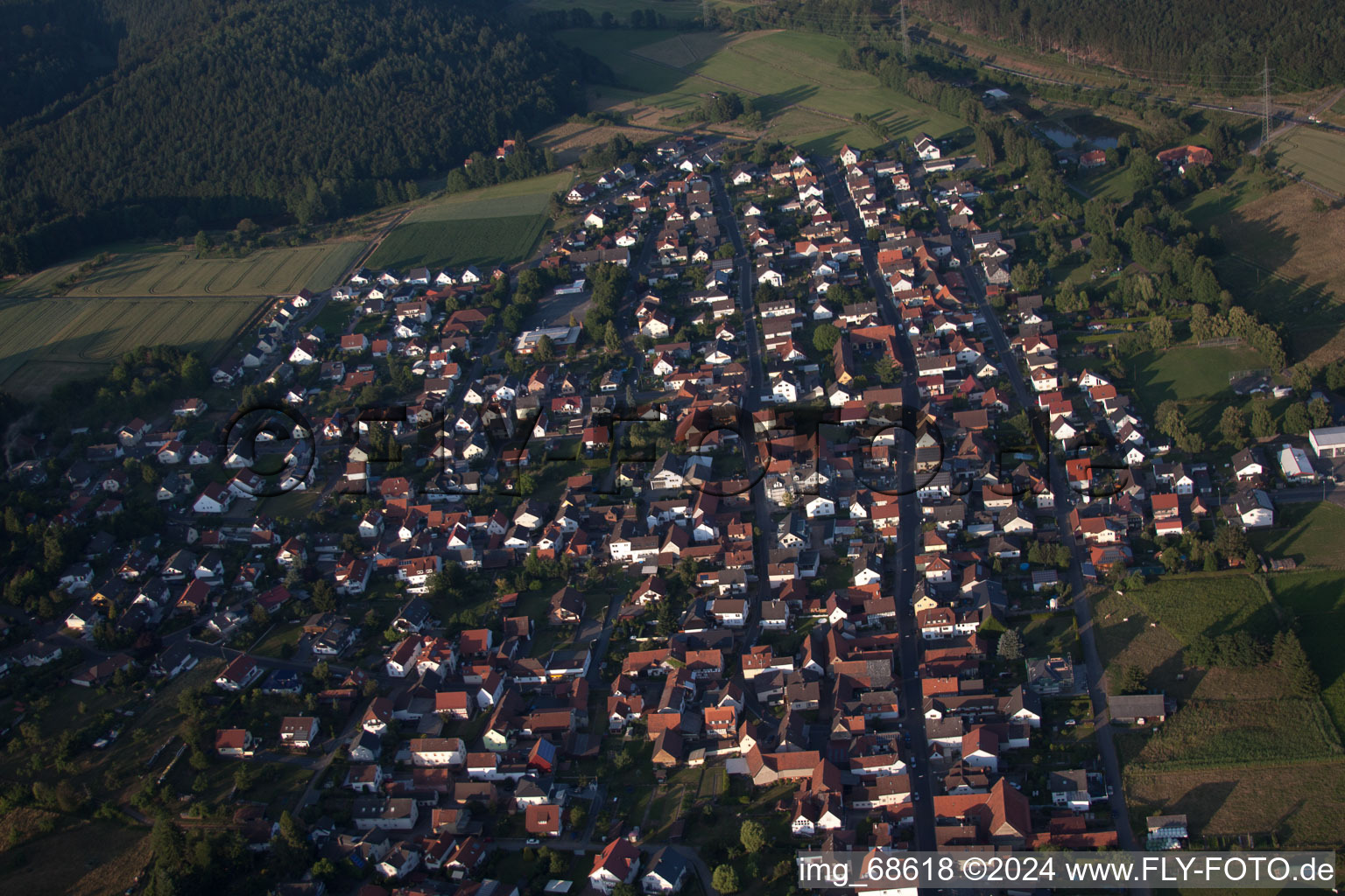 Aerial view of District Hain-Gründau in Gründau in the state Hesse, Germany