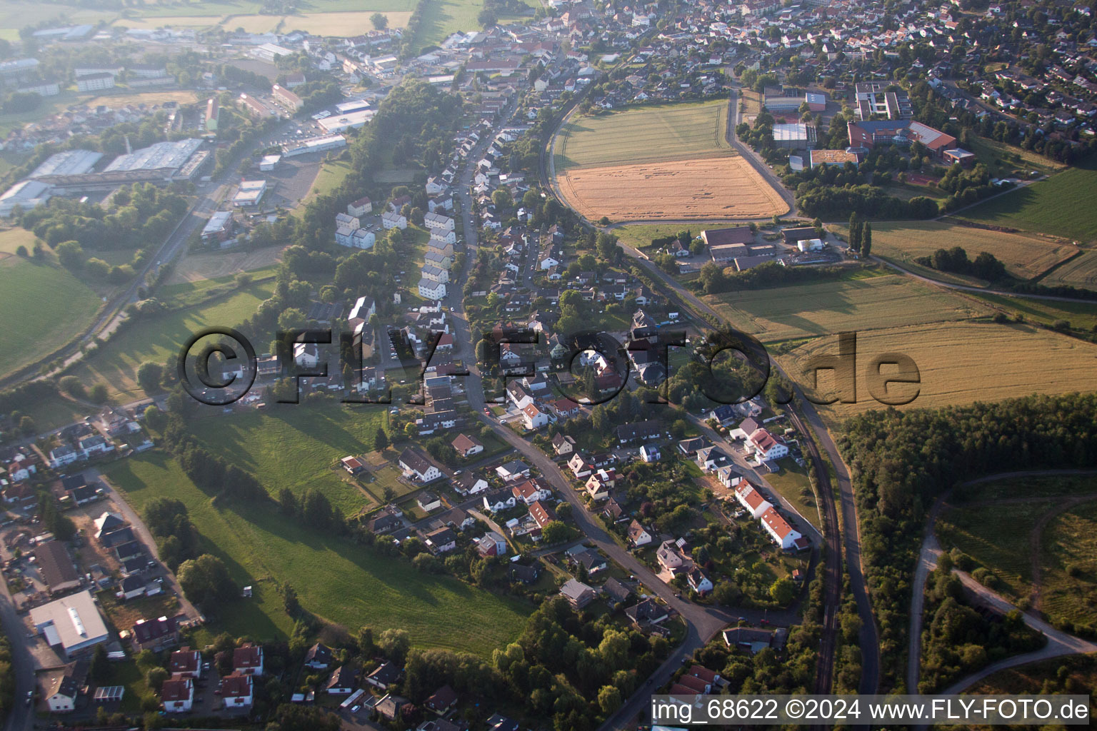 Town View of the streets and houses of the residential areas in Buedingen in the state Hesse