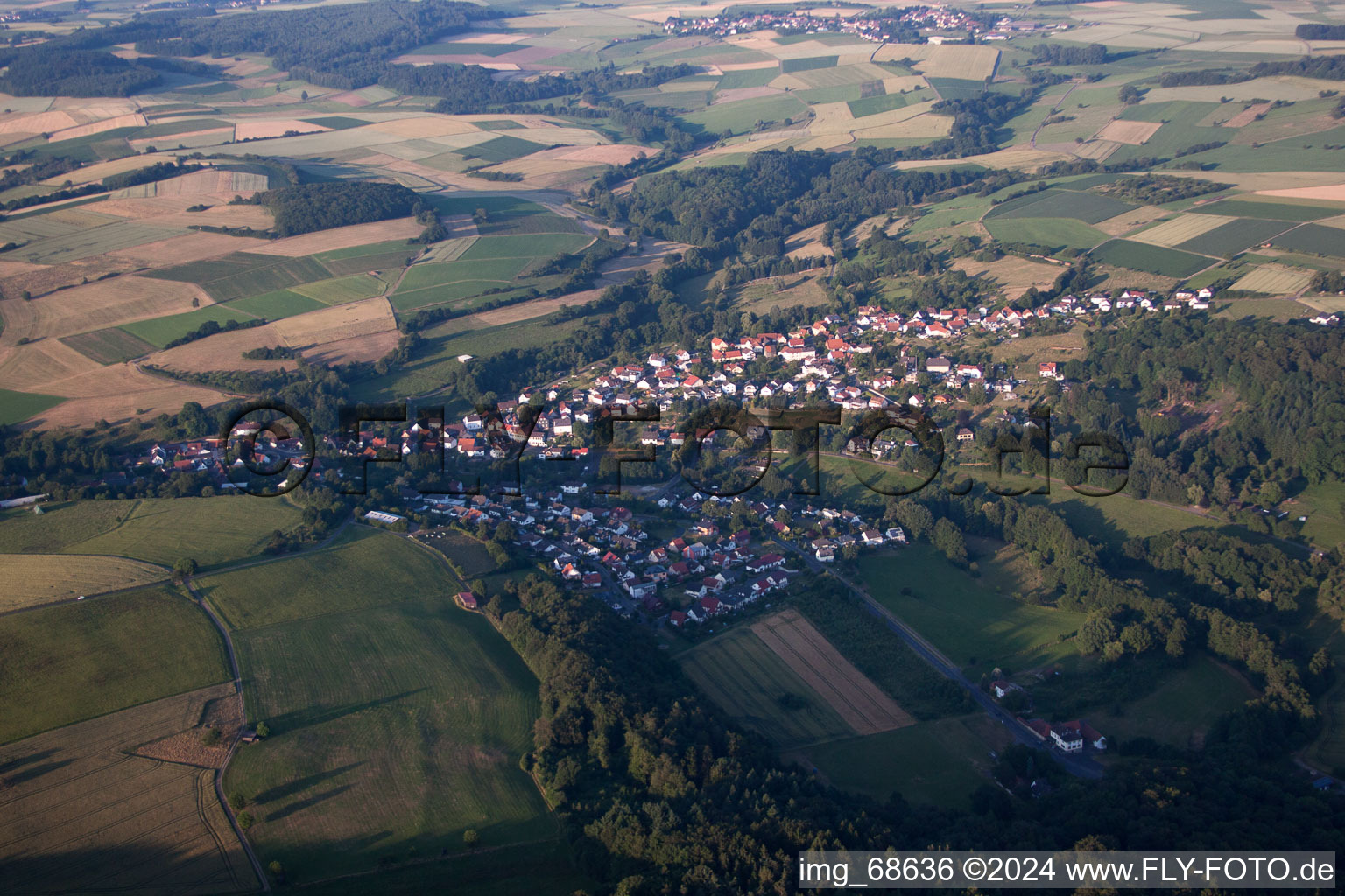 Aerial view of Rinderbügen in the state Hesse, Germany