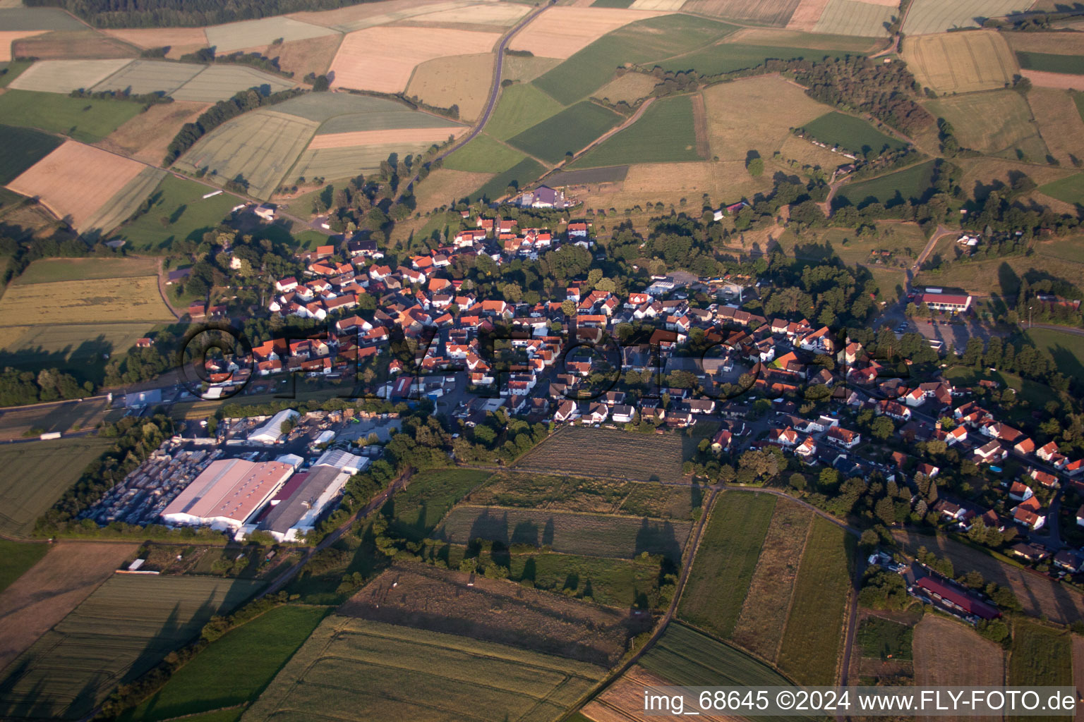 Aerial view of Kefenrod in the state Hesse, Germany