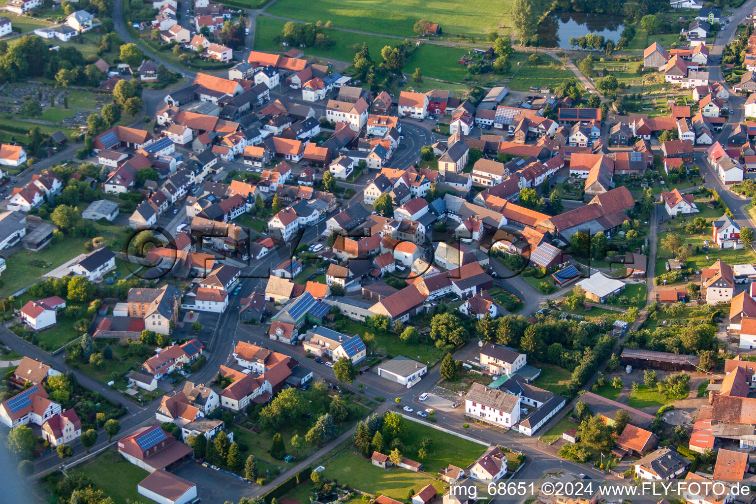 Aerial view of Wenings in the state Hesse, Germany