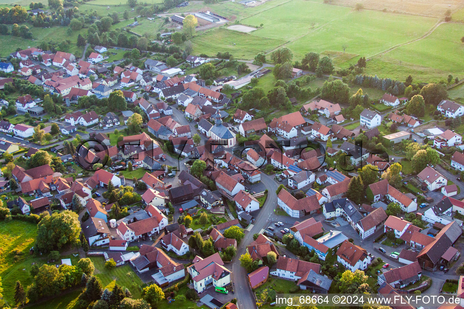 Aerial view of District Burkhards in Schotten in the state Hesse, Germany