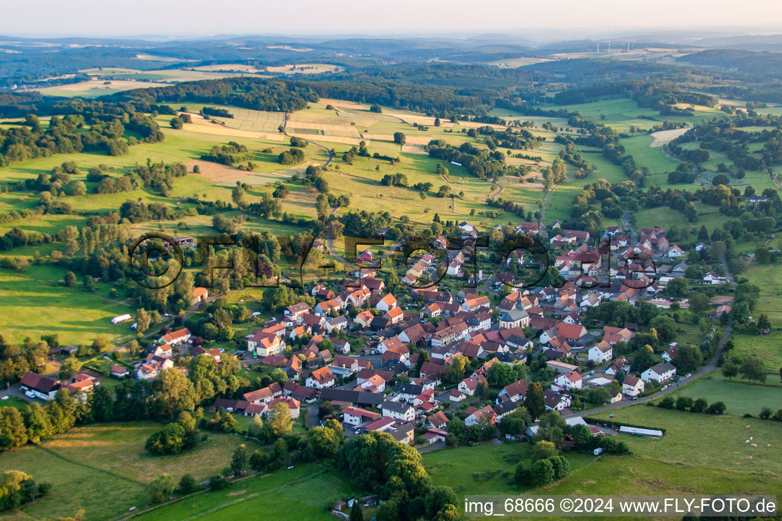 Aerial photograpy of District Burkhards in Schotten in the state Hesse, Germany