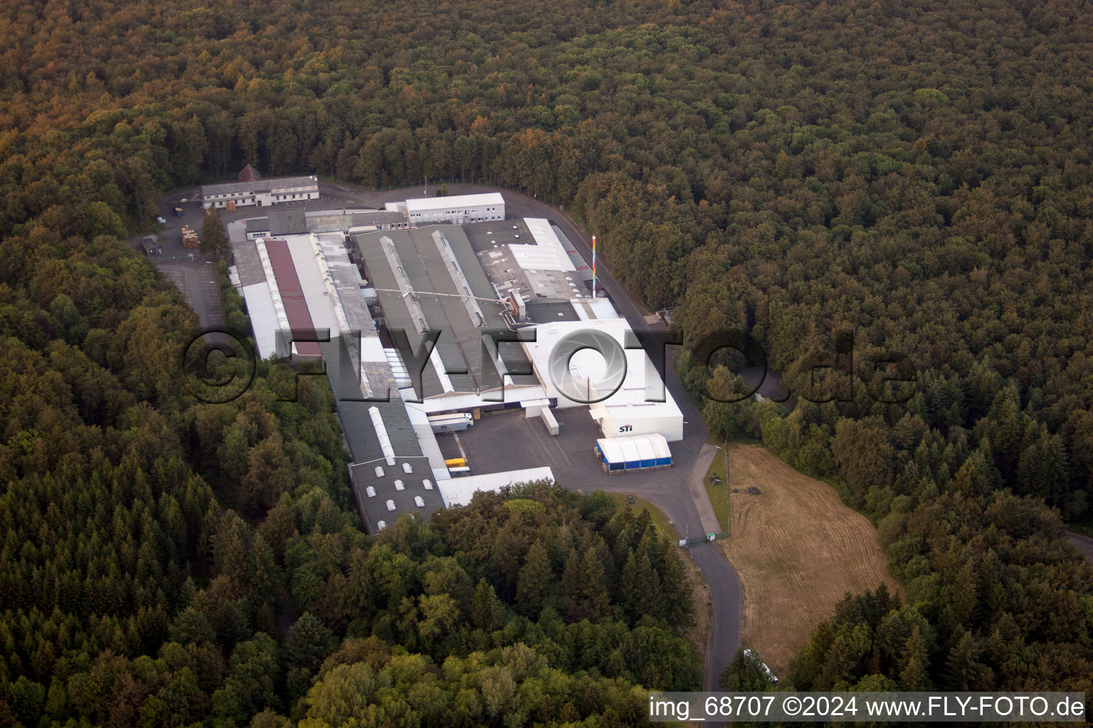 Building and production halls on the premises of STI Grebenhain Display + Verpackung GmbH in Grebenhain in the state Hesse, Germany