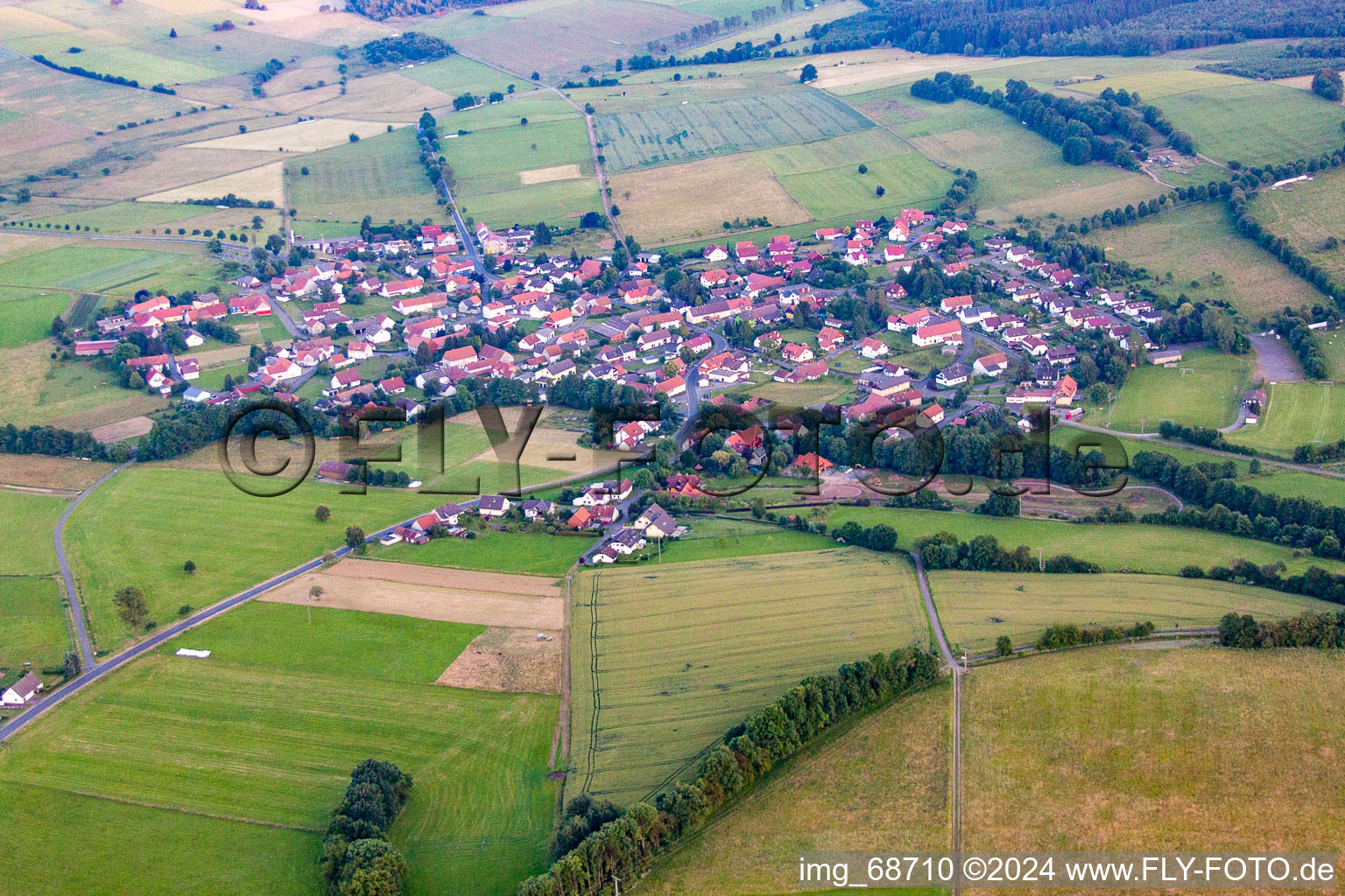 Aerial view of From northeast in the district Bermuthshain in Grebenhain in the state Hesse, Germany