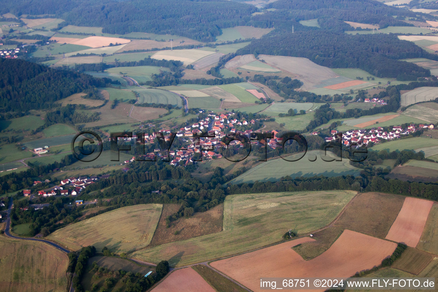 Aerial view of Vollmerz in the state Hesse, Germany