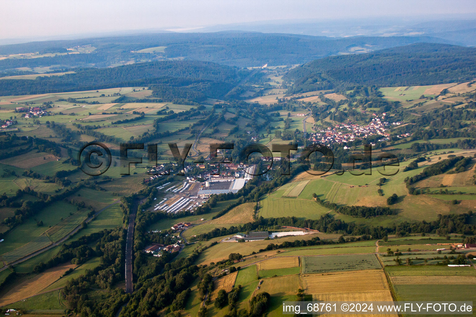 Aerial view of Sinntal in the state Hesse, Germany