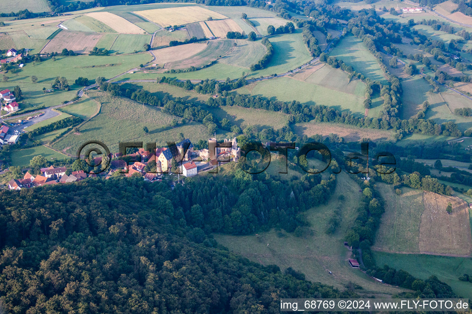 Aerial view of Schwarzenfels in the state Hesse, Germany