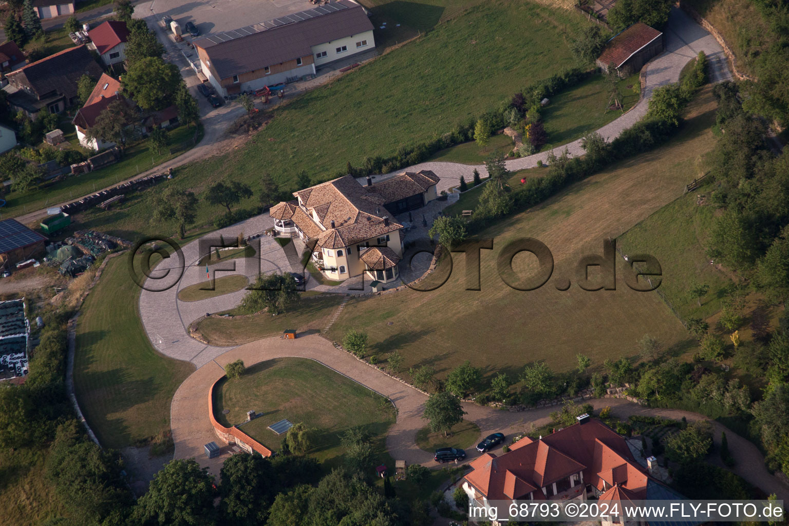 Aerial photograpy of Oberleichtersbach in the state Bavaria, Germany