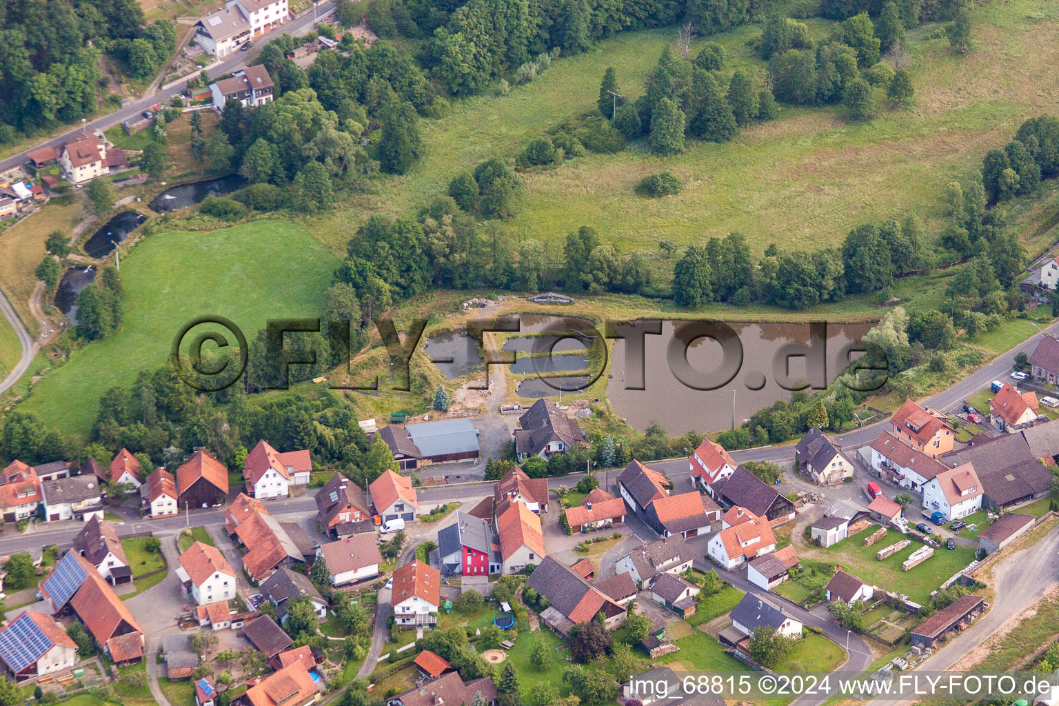 Fish ponds on the Sinn in Riedenberg in the state Bavaria, Germany