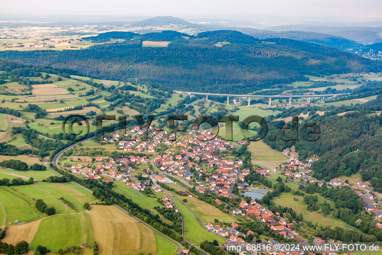 Sinntal Bridge on the A7 motorway in Riedenberg in the state Bavaria, Germany