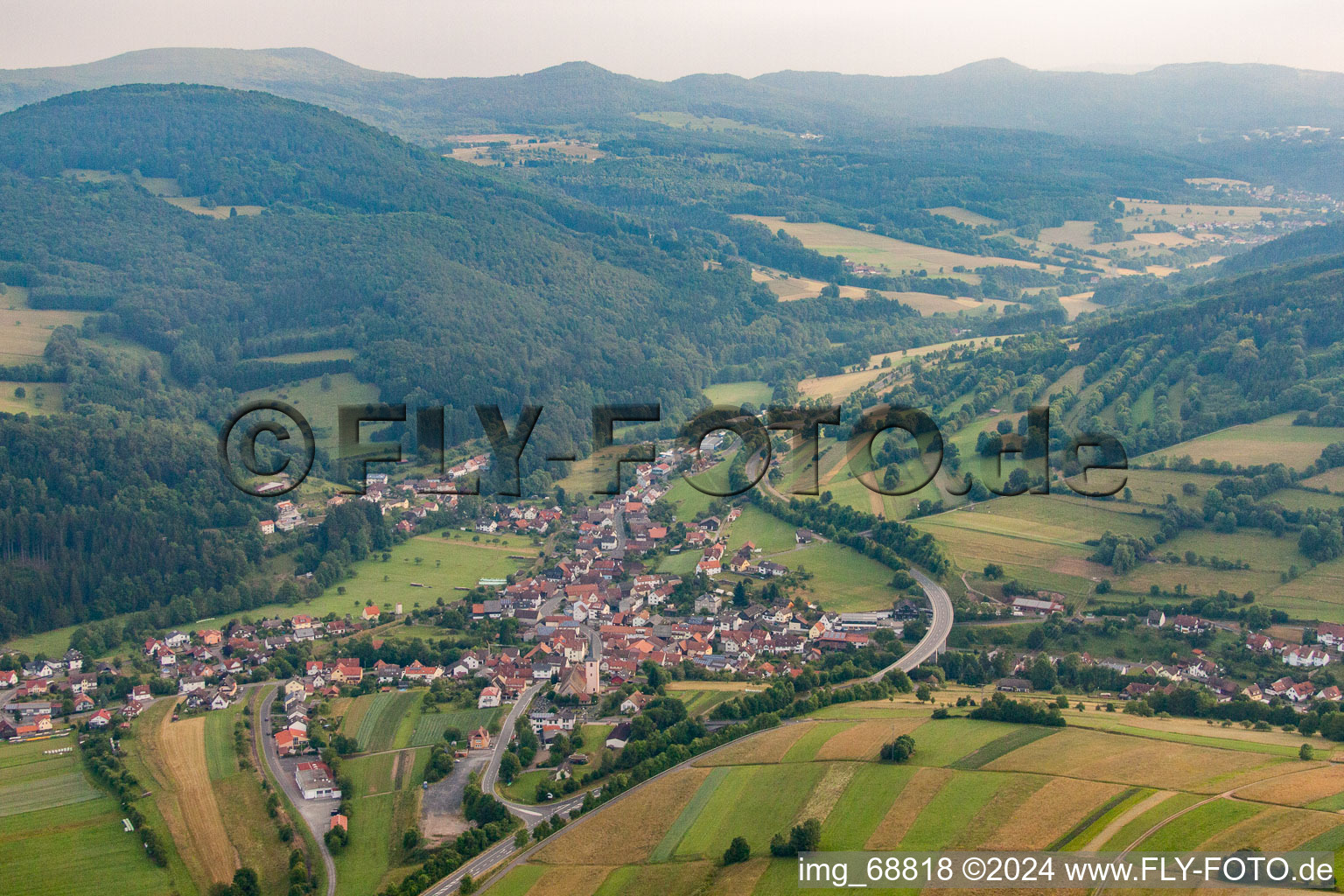 Aerial view of Riedenberg in the state Bavaria, Germany