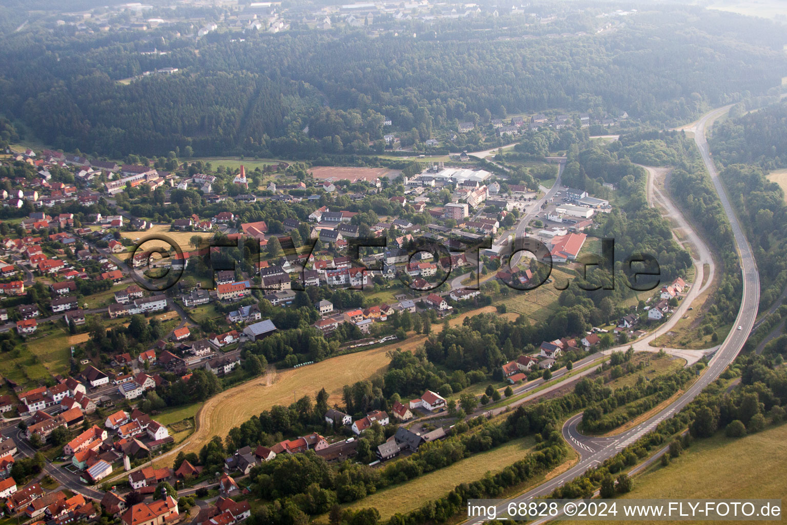 Aerial view of Wildflecken in the state Bavaria, Germany