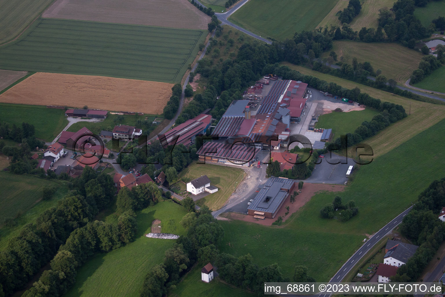 Aerial view of Oberlütter in the state Hesse, Germany