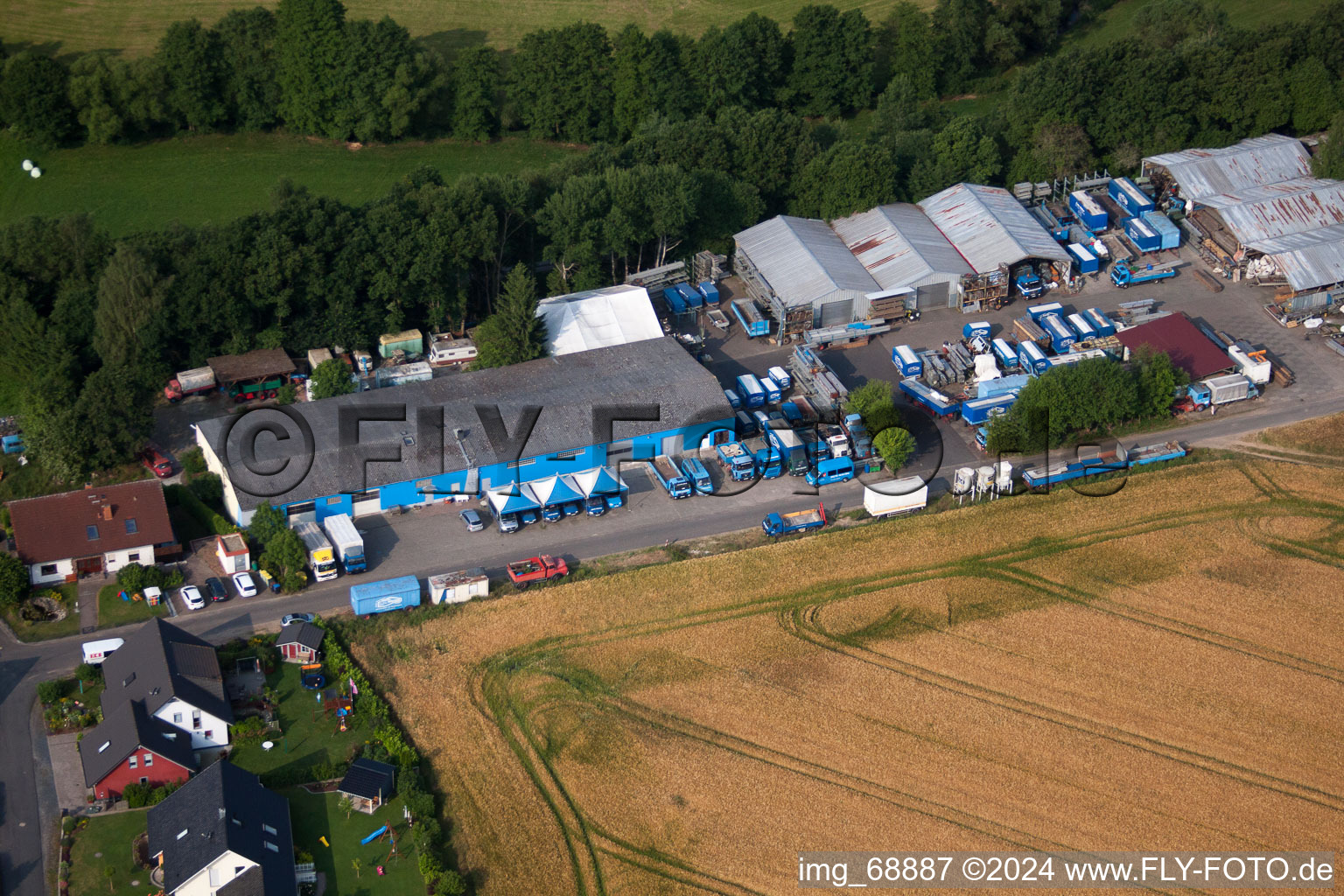 Building and production halls on the premises of Zelte-Walter GmbH in the district Hattenhof in Neuhof in the state Hesse, Germany