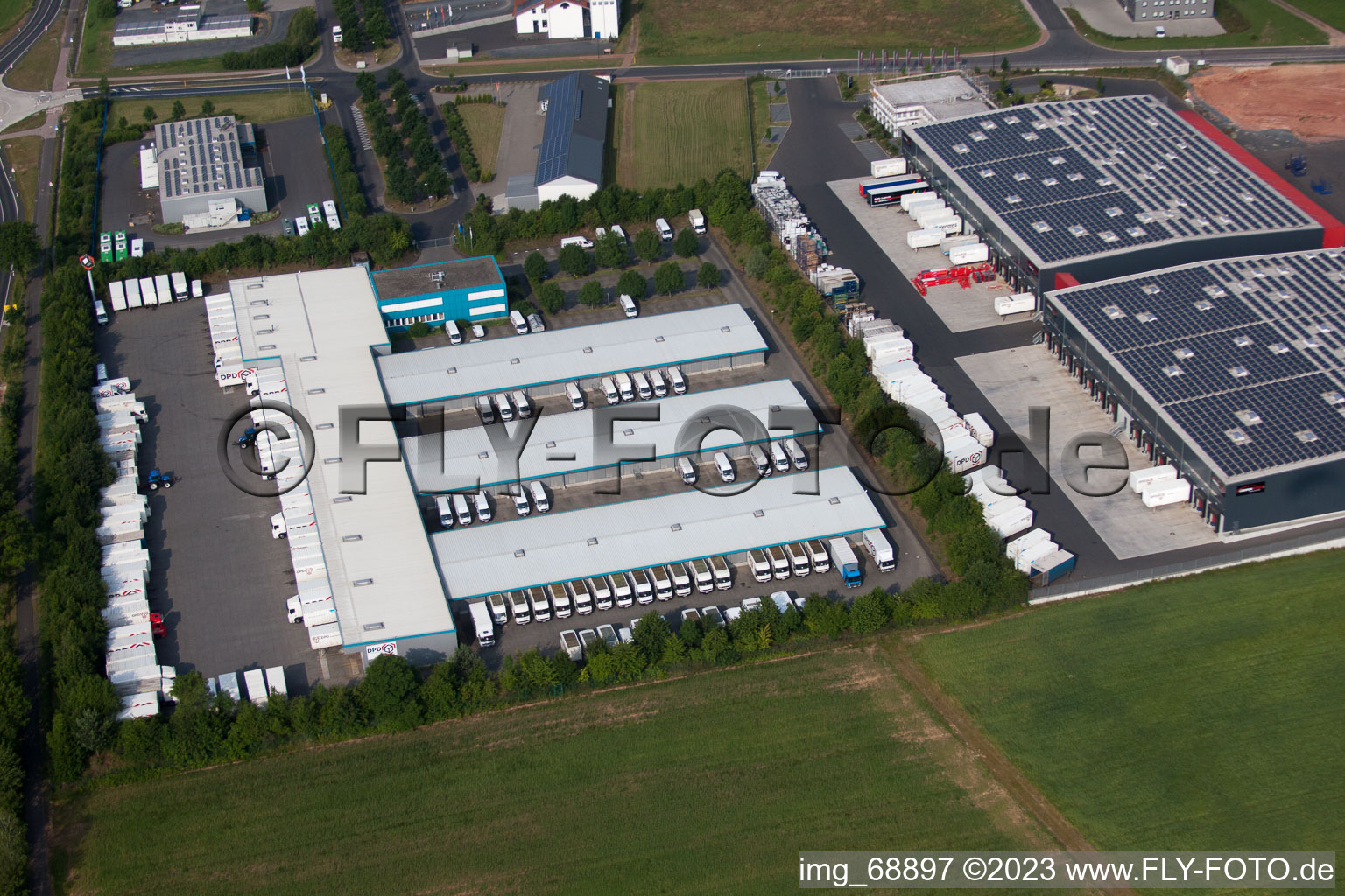 Aerial view of Industrial area in Dorfborn in the state Hesse, Germany