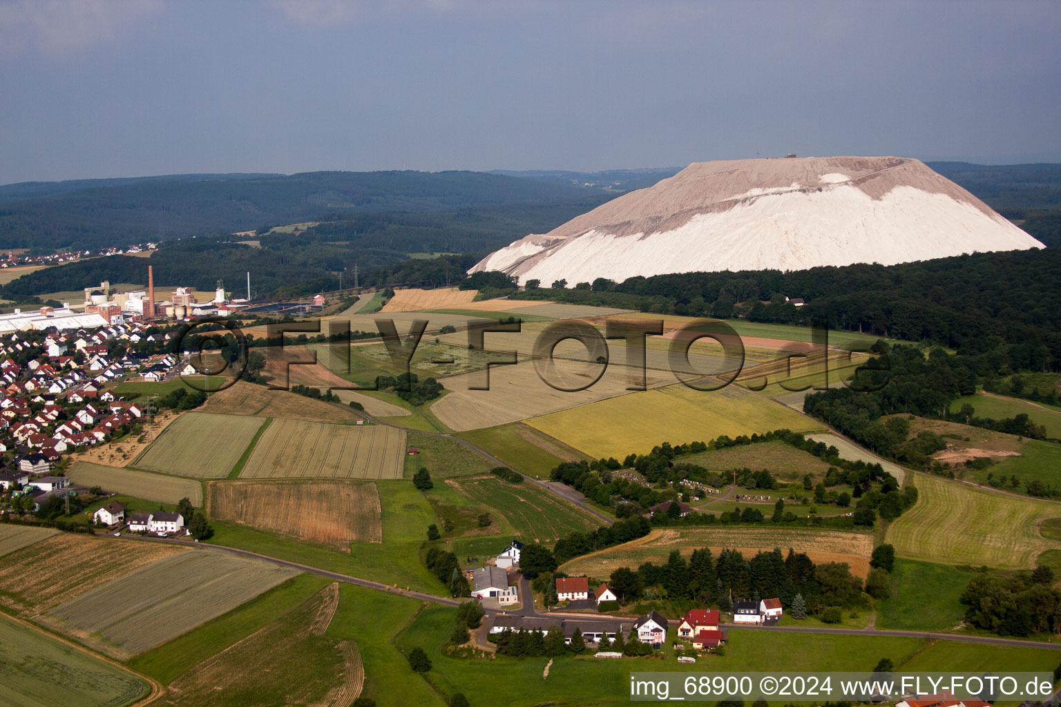 Site of the mining stockpile for potash and salt production in the district Dorfborn in Neuhof in the state Hesse