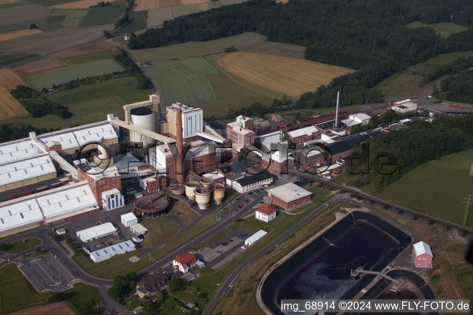 K+S Potash in Neuhof in the state Hesse, Germany from above