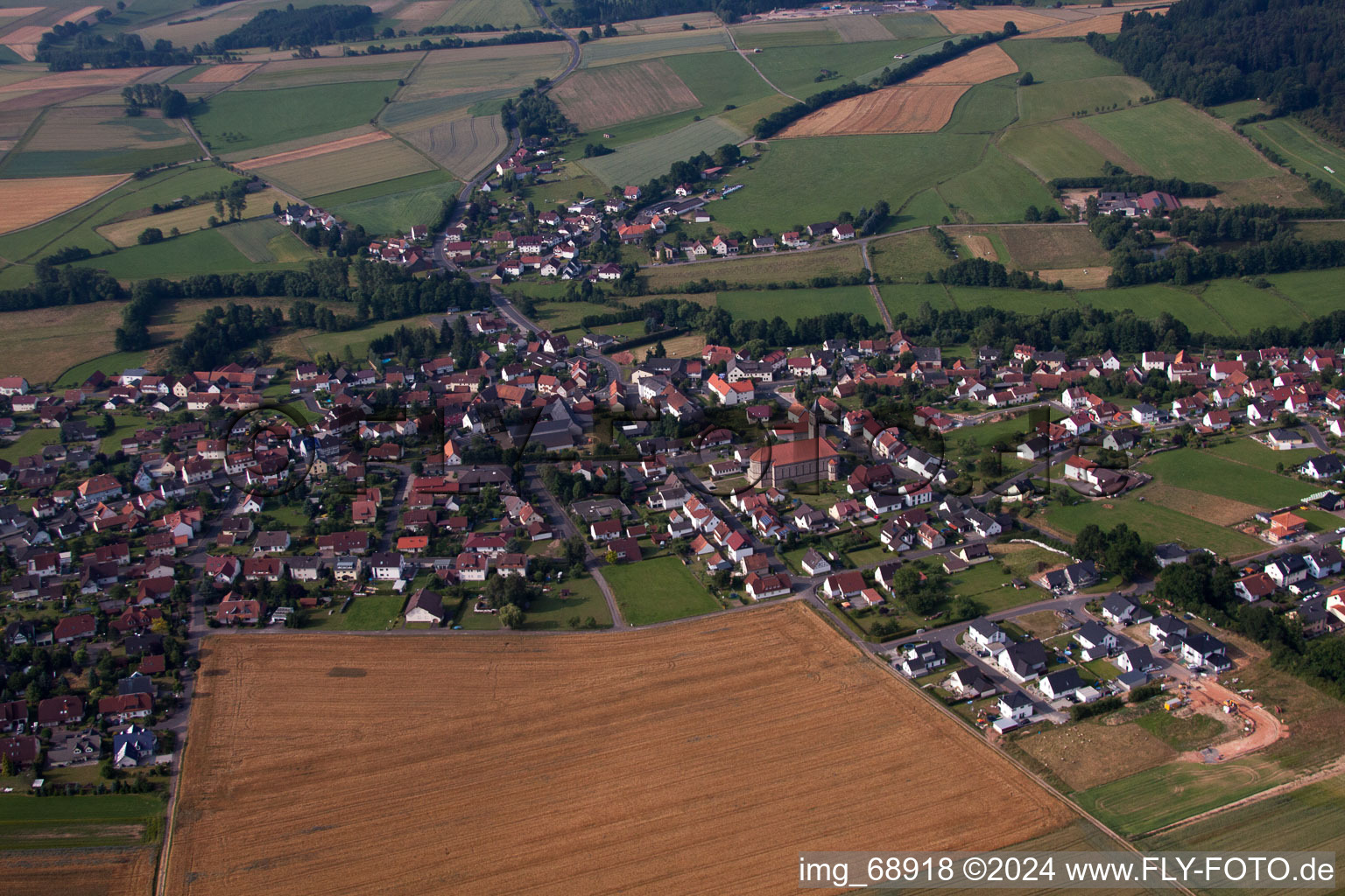 Aerial view of Rommerz in the state Hesse, Germany