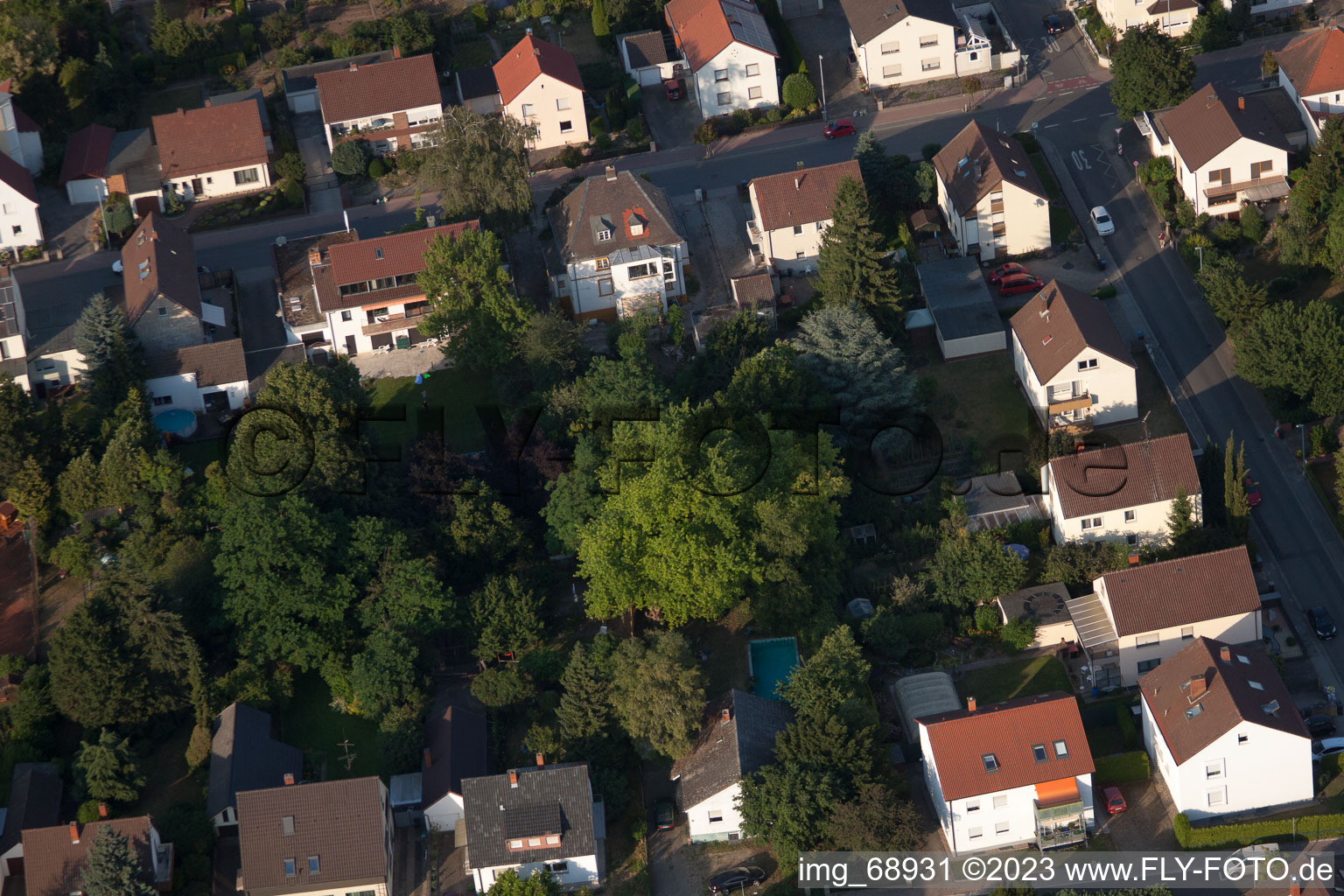District Dannstadt in Dannstadt-Schauernheim in the state Rhineland-Palatinate, Germany viewn from the air