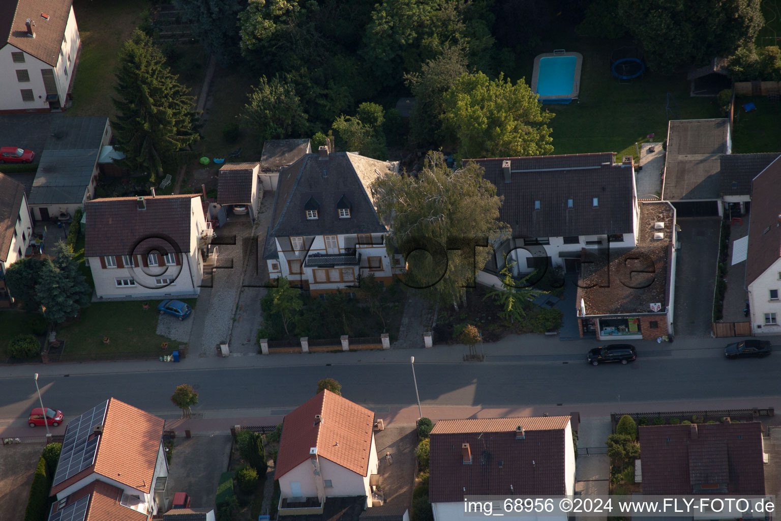 District Dannstadt in Dannstadt-Schauernheim in the state Rhineland-Palatinate, Germany seen from a drone