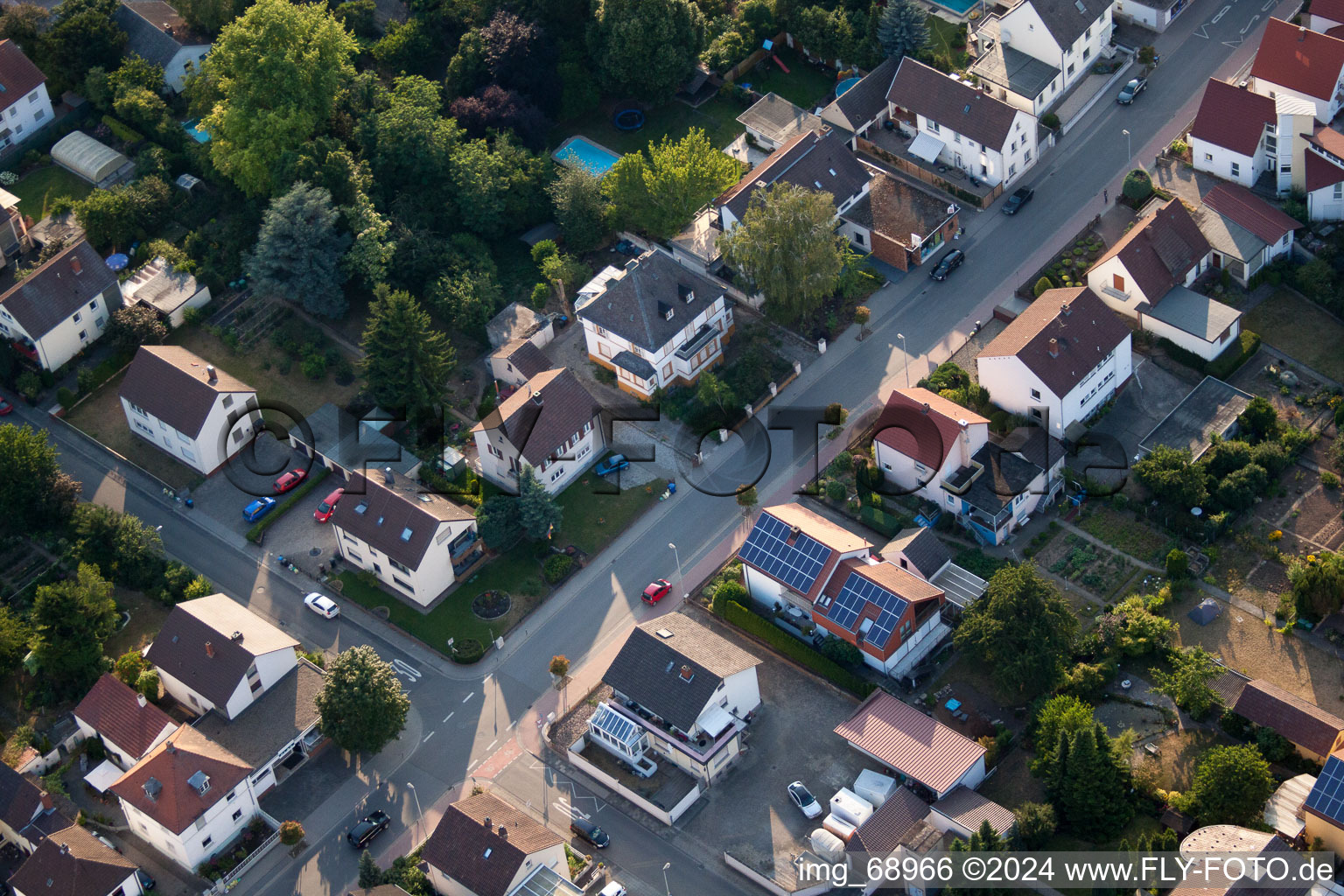 District Dannstadt in Dannstadt-Schauernheim in the state Rhineland-Palatinate, Germany seen from above