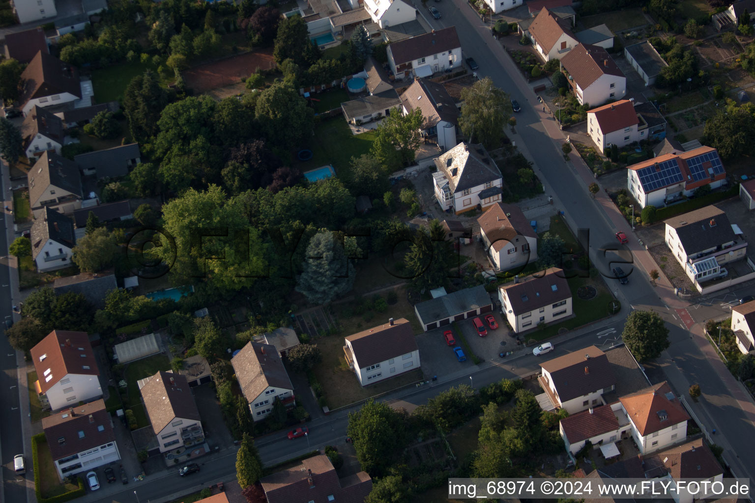 District Dannstadt in Dannstadt-Schauernheim in the state Rhineland-Palatinate, Germany seen from a drone