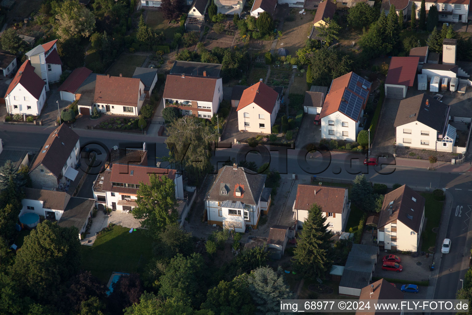 District Dannstadt in Dannstadt-Schauernheim in the state Rhineland-Palatinate, Germany seen from a drone