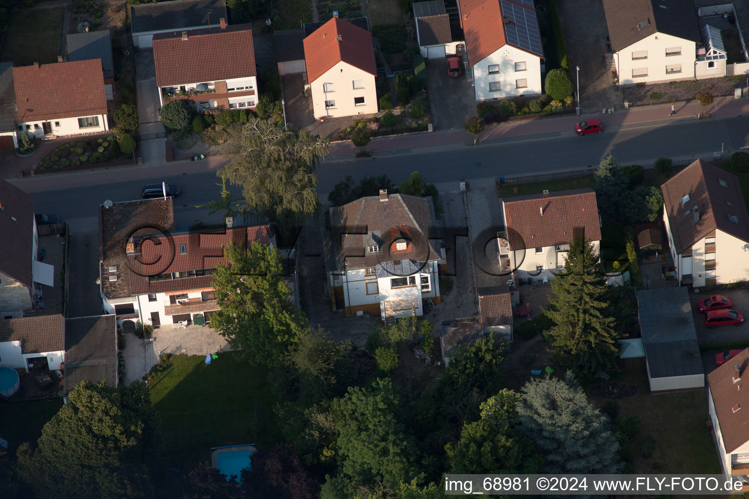 District Dannstadt in Dannstadt-Schauernheim in the state Rhineland-Palatinate, Germany seen from above