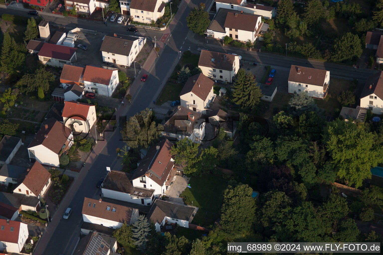 District Dannstadt in Dannstadt-Schauernheim in the state Rhineland-Palatinate, Germany seen from a drone