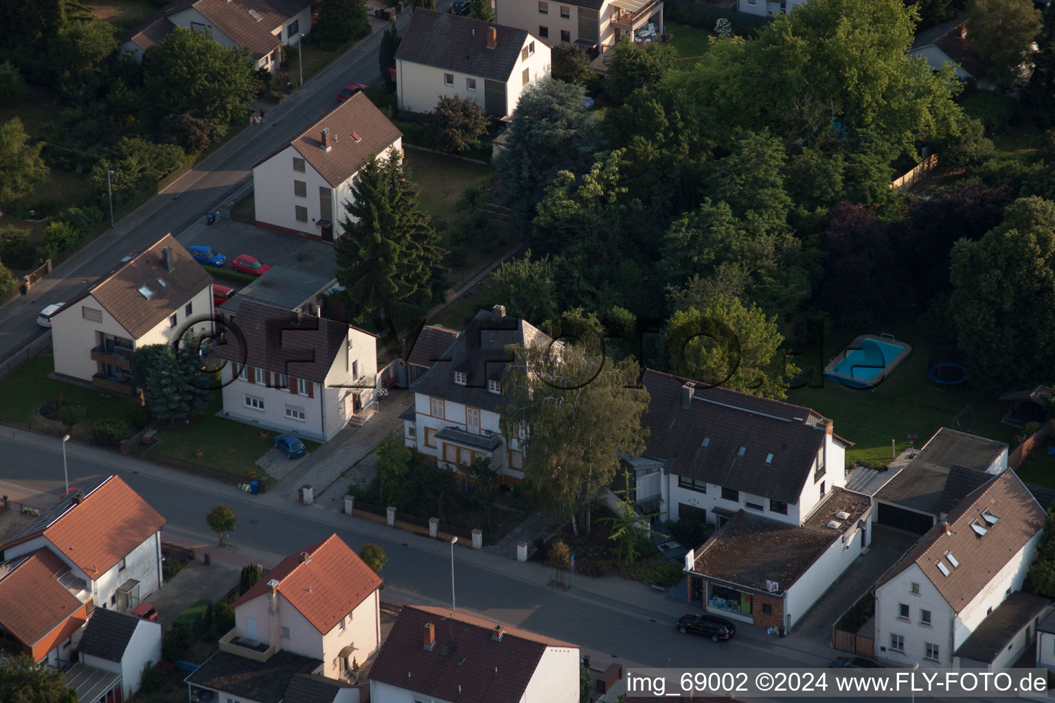 District Dannstadt in Dannstadt-Schauernheim in the state Rhineland-Palatinate, Germany seen from above