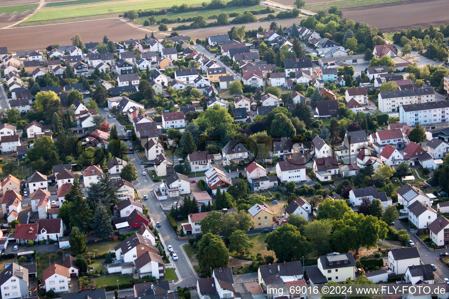 District Dannstadt in Dannstadt-Schauernheim in the state Rhineland-Palatinate, Germany seen from a drone