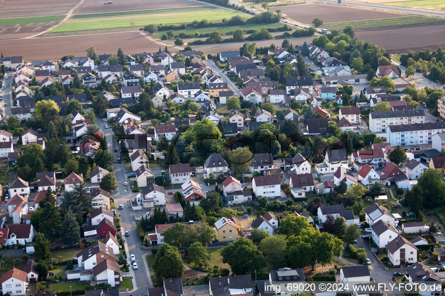 District Dannstadt in Dannstadt-Schauernheim in the state Rhineland-Palatinate, Germany from above