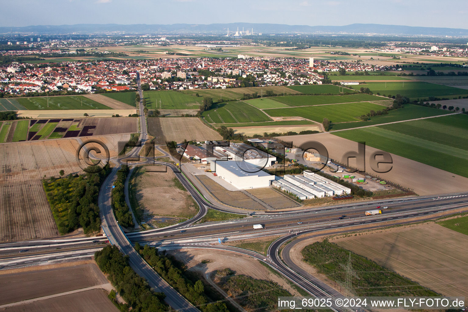 Aerial view of Vegetable Renner V+V in Mutterstadt in the state Rhineland-Palatinate, Germany